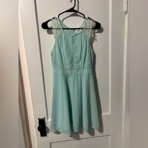 Naranka Light Blue Dress With Lace Back and Straps Woman’s Size Small